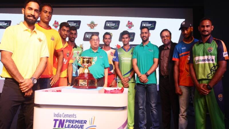 TNPL trophy launch unveiled by MS Dhoni Photo Courtesy: TNPL Media 