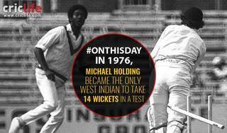 Michael ‘Whispering Death’ Holding blows away Tony ‘Grovel’ Greig’s England