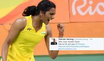 Virender Sehwag and other Indian cricketers congratulate PV Sindhu for assuring country a medal in badminton at Rio Olympics