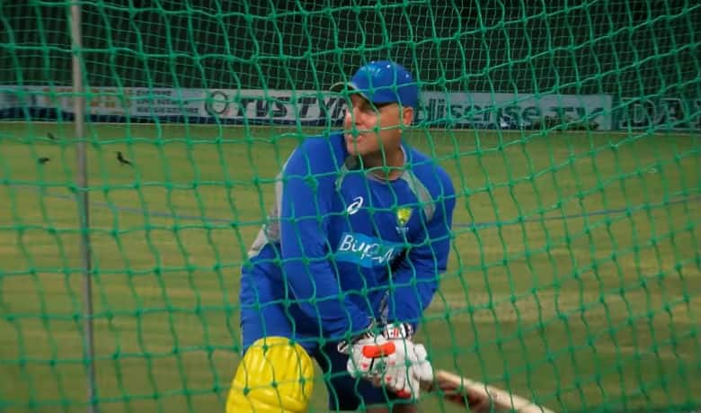 Watch coach Darren Lehmann showing Australian players how to face spin bowling