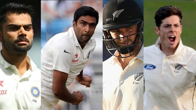 Virat Kohli will depend a lot upon Ravichandran Ashwin while Kane Williamson will look to Mitchell Santner for crucial wickets &Acirc;&copy; Getty Images
