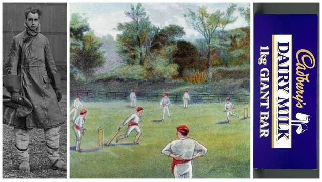 From left: Air Commodore Sir Egbert ‘Bertie’ Cadbury (Courtesy: Flickr account of Picture Norfolk); a cricket match at the Cadbury property of Bournville © Getty Images; a 1 kg-pack of Dairy Milk, Cadbury’s most famous product © Getty Images