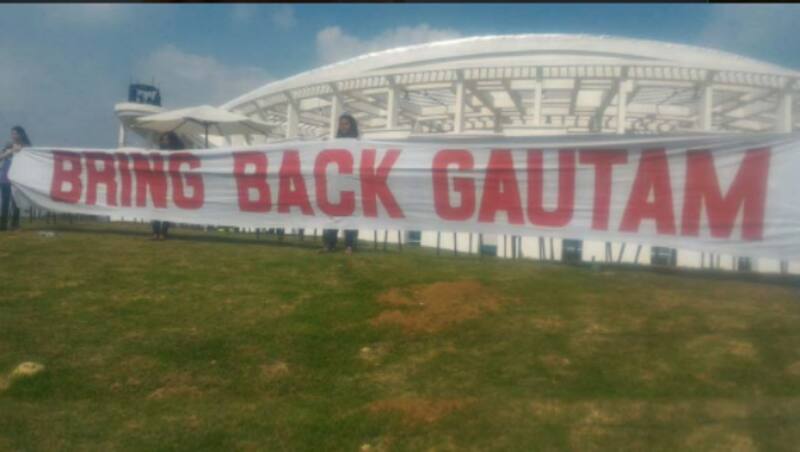 Gautam Gambhir's fans display a banner at the Greater Noida Stadium, ahead of squad announcement by selectors (Photo Courtesy: Twitter)