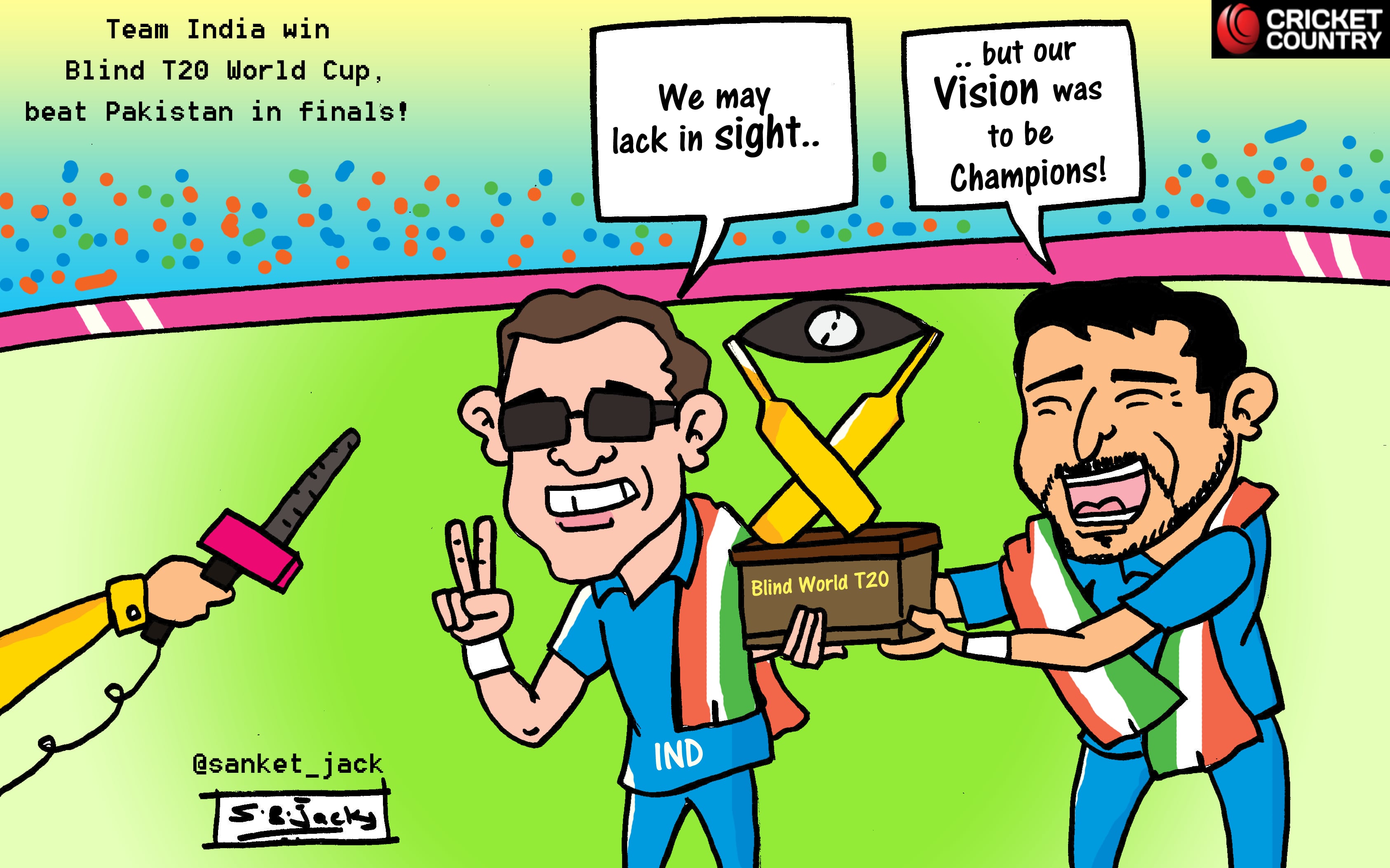 Cartoon India Wins Blind World T20 Cricket Country