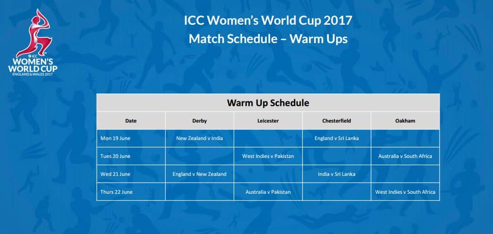 Icc Women S World Cup 2017 Fixtures Released Cricket Country The White Ferns Will Hold Pre World Cup Camps In April And May Before Squad Assembles Hampshire On June 10ahead Of Tournament Warm Ups