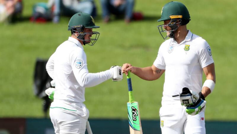 Quinton de Kock remained unbeaten on 66 while Faf du Plessis was dismissed for 53 on Day Two &Acirc;&copy; AFP