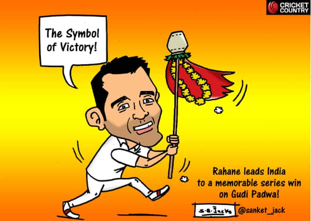 Ajinkya Rahane captained India to victory in the final Australia Test. Cartoon courtesy: Sanket Jack.