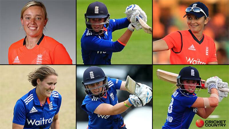 At the top: Left to right (Danielle Hazell, Georgia Elwiss, Charlotte Edwards) At the bottom: Left to right (Natalie Sciver, Heather Knight, Lauren Winfield) &Acirc;&copy; Getty Images