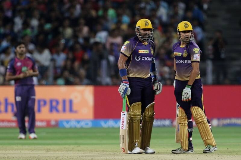 Robin Uthappa (middle) and Gautam Gambhir’s (right) 158-run stand for the second wicket fired KKR to yet another victory by a huge margin © BCCI