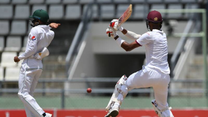 Roston Chase will hope to guide West Indies to safety in the final session of the match © AFP
