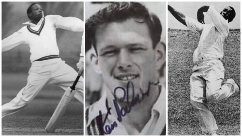 Ken Palmer (centre; photo courtesy: eBay) went out of the box against Roy Gilchrist (left) and Wes Hall (right) &Acirc;&copy; Getty Images