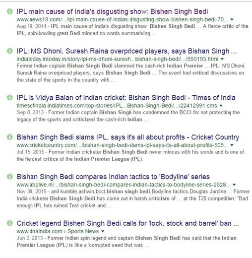 Caption: Bishan Singh Bedi: Not a fan!