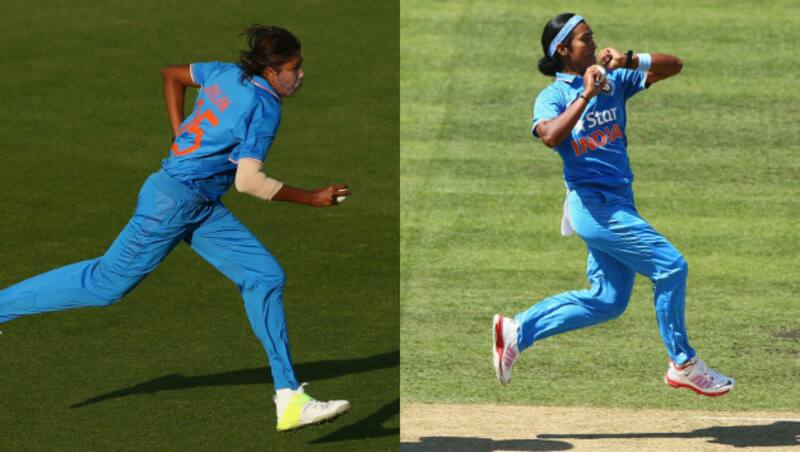 Jhulan Goswami (left) and Shikha Pandey are two of only three seamers in the India Women squad for the upcoming World Cup &Acirc;&copy; Getty Images