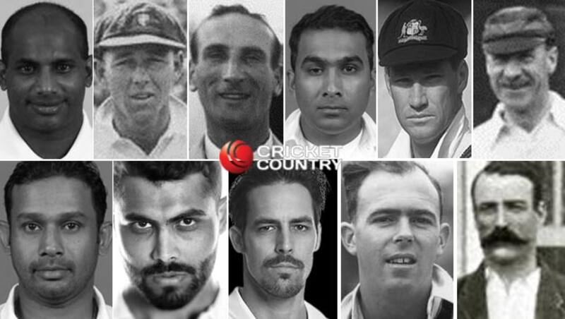 Top, from left: Sanath Jayasuriya, Archie Jackson, Douglas Jardine, Mahela Jayawardene, Dean Jones, Stanley Jackson Bottom, from left: Prasanna Jayawardene, Ravindra Jadeja, Mitchell Johnson, Bill Johnston, Ernie Jones © Getty Images and Wikimedia Commons
