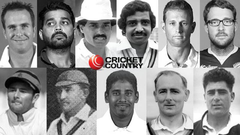 Top row, from left: Michael Vaughan (c), Murali Vijay, Dilip Vengsarkar, Gundappa Viswanath, Adam Voges, Daniel Vettori Bottom row, from left: Kruger van Wyk (wk), Bert Vogler, Chaminda Vaas, Hedley Verity, Bill Voce &Acirc;&copy; Wikimedia Commons and Getty Images