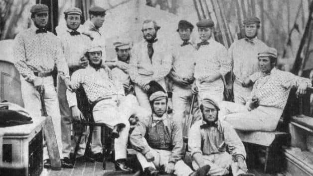 The first English touring team pictured on board ship at Liverpool. William Pickering was one of the organisers of the tour. Photo courtesy: Wikimedia Commons
