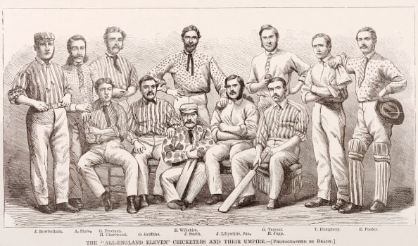 The All-England Cricket Team in New York City, 1868: various attires, conspicuous absence of the 'traditional' whites © Getty Images