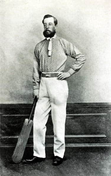 HH Stephenson had the distinction of umpiring in the first Test ever played in England, in 1880. He is seen here in the spotted All-England uniform © Getty Images