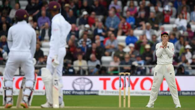 Joe Root reacts during the second Test vs West Indies © Getty Images