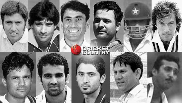 Top row, from left: Mark Taylor (c), Marcus Trescothick, Younis Khan, Sachin Tendulkar, Victor Trumper, Imran Khan Bottom row, from left: Moin Khan, Zaheer Khan, Junaid Khan, Fred Trueman, Frank Tyson, Charlie Turner © Getty Images