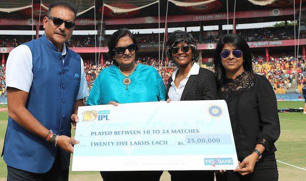 Mamatha receives one-time benefit from her idol Ravi Shastri Photo Courtesy: Mamatha Maben's Facebook Page