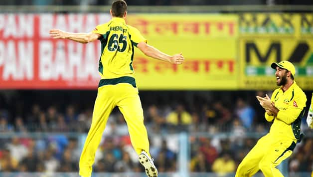 Jason Behrendorff had gone wicketless in the first T20I, his debut. In the second T20I, he started off with a rank full, which Rohit Sharma smashed it away for four. Two deliveries later, there was another boundary. The 20-year-old had a torrid start to the over and to his career. However, what followed was the highlight of the match. He dismissed Rohit and Virat Kohli in the same over. It was Kohli's maiden debut in the format. Behrendorff then went on to take two more wickets. He was awarded Man of the Match for his 4 for 21. © AFP