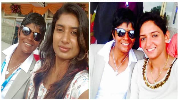 Mamatha with past and present of India Women's cricket Photo Courtesy: Mamatha Maben's Facebook Page