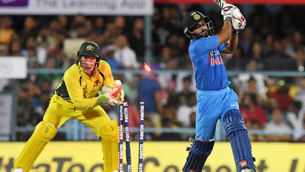 Zampa outfoxed Dhoni with a leg-spinner, and knocked over Kedar Jadhav with a wrong' un. He finished with figures of 2 for 19. © AFP