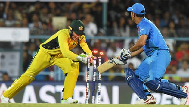 With his makeover in technique, Dhoni was trying to step out and get under the ball. If he does so, a boundary is certain. If he does not, a punch down the ground is always a safe bet. However, Zampa was a step ahead of the wily Dhoni. He invited Dhoni to go for a big one, and when the Dhoni did what Zampa forced him to, he found himself stumped. © AFP