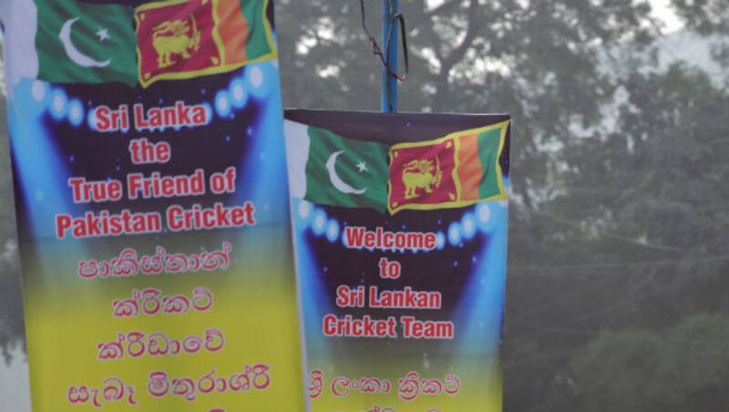 Banners at Lahore welcoming Sri Lankan team &copy; AFP