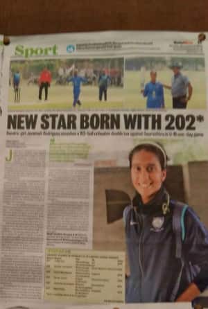 Featured article on Jemimah Rodrigues on her school's bulletin board Photo Courtesy: CricketCountry