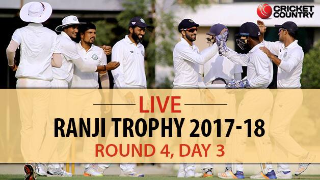 Live Cricket Score, Ranji Trophy 2017-18, Round 4, Day 3 