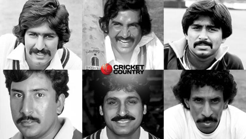 Sarfraz Nawaz, Sadiq Mohammad, Javed Miandad, Saleem Malik, Rameez Raja, and Tauseef Ahmed &Acirc;&copy; Getty Images