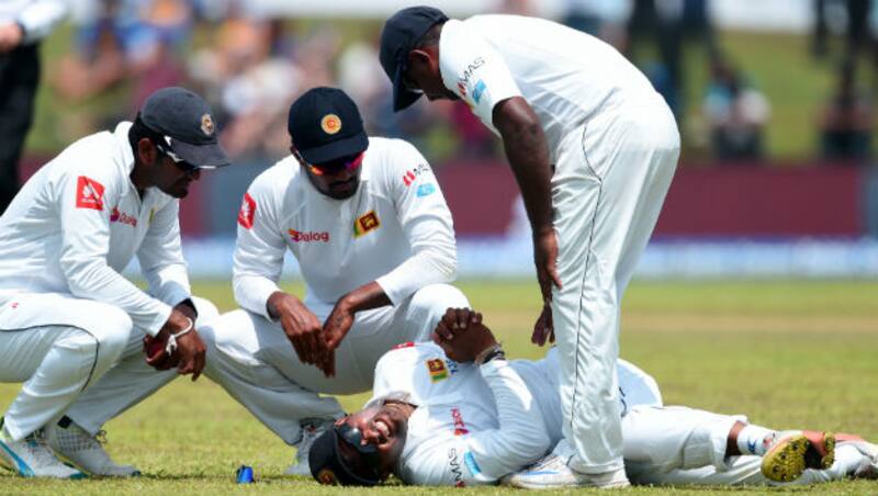 Asela Gunaratne lies injured on the field &Acirc;&copy; AFP