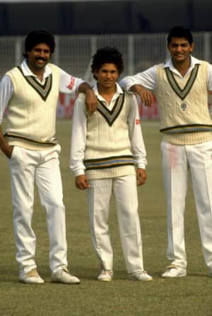 From left: Kapil Dev, Man of the Match; Sachin Tendulkar, the debutant; and Mohammad Azharuddin, a desperate man with a last chance © Getty Images (file photo)