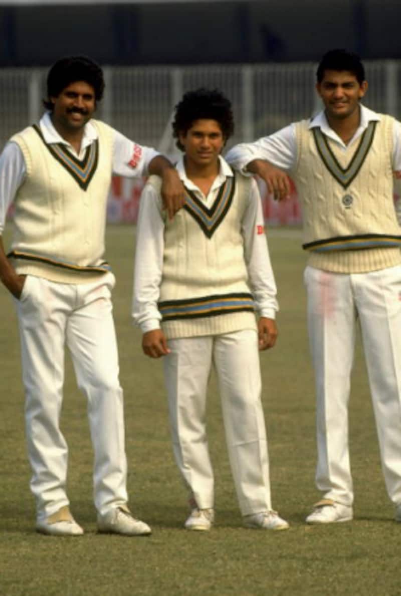 From left: Kapil Dev, Man of the Match; Sachin Tendulkar, the debutant; and Mohammad Azharuddin, a desperate man with a last chance &copy; Getty Images (file photo)