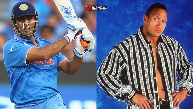 MS Dhoni (R) would be impressed by Dwayne 'The Rock' Johnson's cricketing knowledge