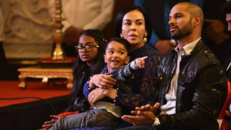 Shikhar Dhawan with his family &Acirc;&copy; Getty Images
