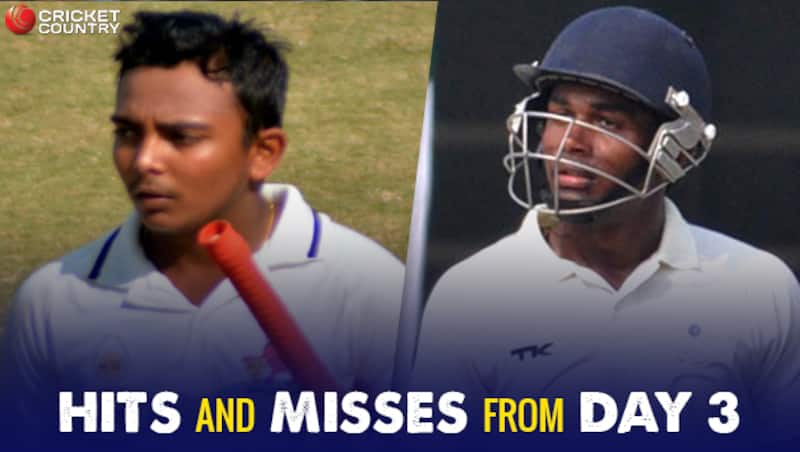 Both Prithvi Shaw (L) and Sanju Samson disappointed on Day 3 &Acirc;&copy; PTI, IANS 