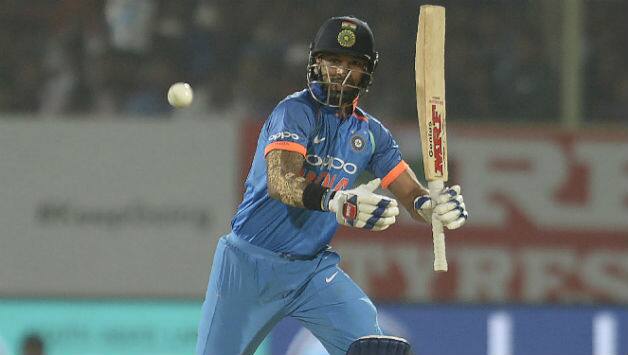 Shikhar Dhawan plays a shot during his unbeaten innings © AFP