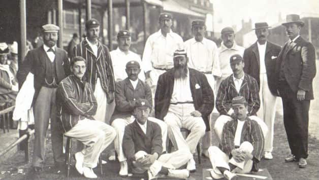 The England team for the 1899 Trent Bridge Test (courtesy: Wikimedia Commons) Back, from left: Dick Barlow, Tom Hayward, George Hirst, Billy Gunn, JT Hearne, Bill Storer, Bill Brockwell, Valentine Titchmarsh Middle, from left: CB Fry, KS Ranjitsinhji, WG Grace (c), Stanley Jackson Front, from left: Wilfred Rhodes, Johnny Tyldesley