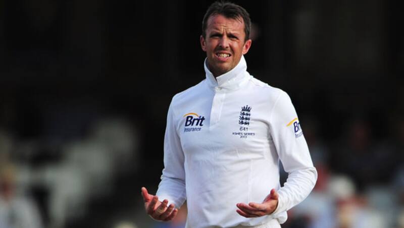 Graeme Swann claims Crane had some of his foot behind the crease &Acirc;&copy; Getty Images