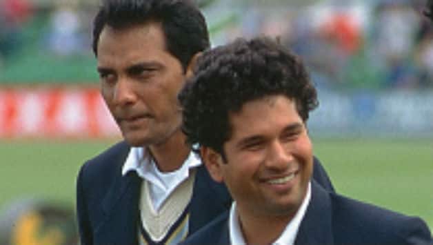 Mohammad Azharuddin (left) and Sachin Tendulkar © Getty Images