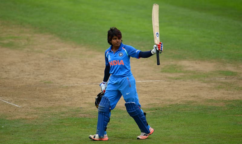 Punam Raut celebrates hai maiden World Cup century &copy; Getty Images