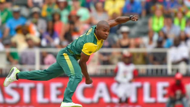 Junior Dala playing his debut T2i0I, picked Rohit Sharma and Suresh Raina's wicket © Getty Images