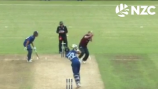 Video: Ball crosses boundary ropes for a six after hitting bowler’s head n New Zealand’s domestic 50-over match