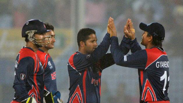 Basant Regmi (C) was the star for Nepal © AFP