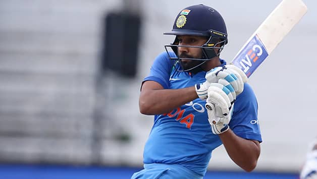 Rohit Sharma started his innings well but perished after making a 30-ball 20 © AFP