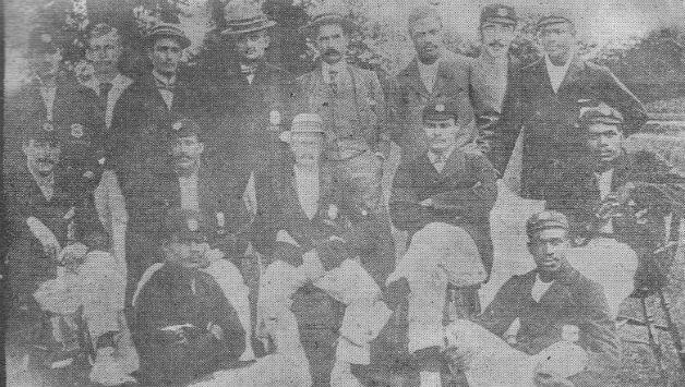The 1900 West Indians who toured England (courtesy: Wikimedia Commons) Standing, from left: Malcolm Kerr, William Mignon, Gilbert Livingston, Percy Cox, WC Nock (manager), Tommy Burton, Stanley Sproston, Charles Ollivierre Sitting, from left: William Bowring, Learmond, Aucher Warner, Percy Goodman, Lebrun Constantine, Fitz Hinds, ‘Float’ Woods