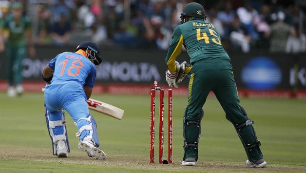 Virat Kohli survived a close stumping call but fell soon to a run out on 36 © AFP